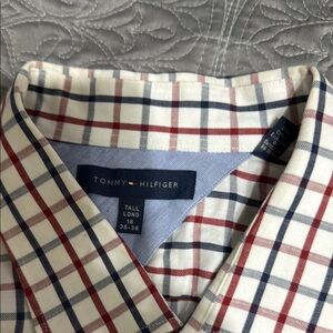 Tommy Hilfiger red , white and blue long sleeve men’s casual dress shirt